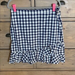 EUC Draper James Navy and White Gingham Ruffled Skirt SZ 12
